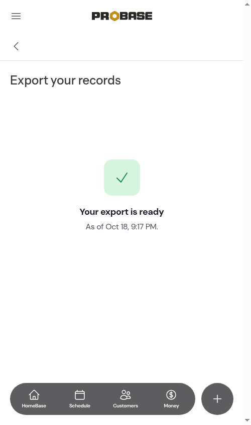 A finished Customers export