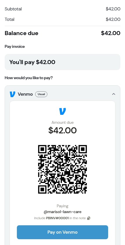 An invoice that takes two apps and no card