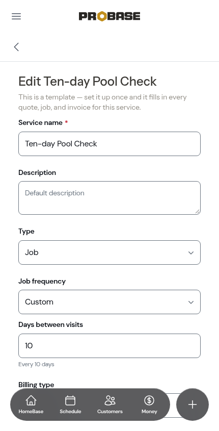 Editing a template that's on a custom cadence