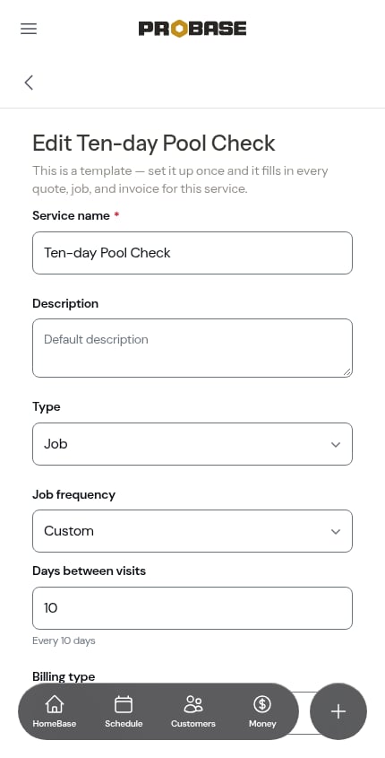 Editing a template that's on a custom cadence