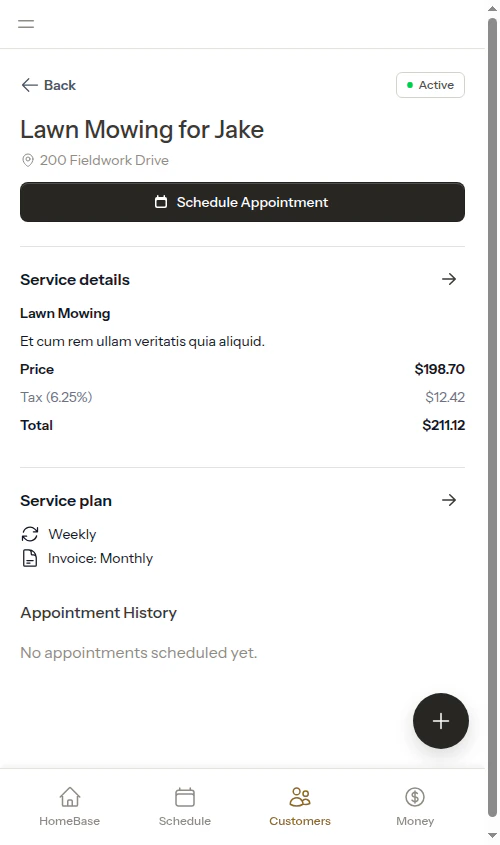 Schedule appointment button on service detail