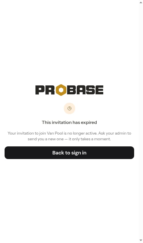 The expired-invitation screen