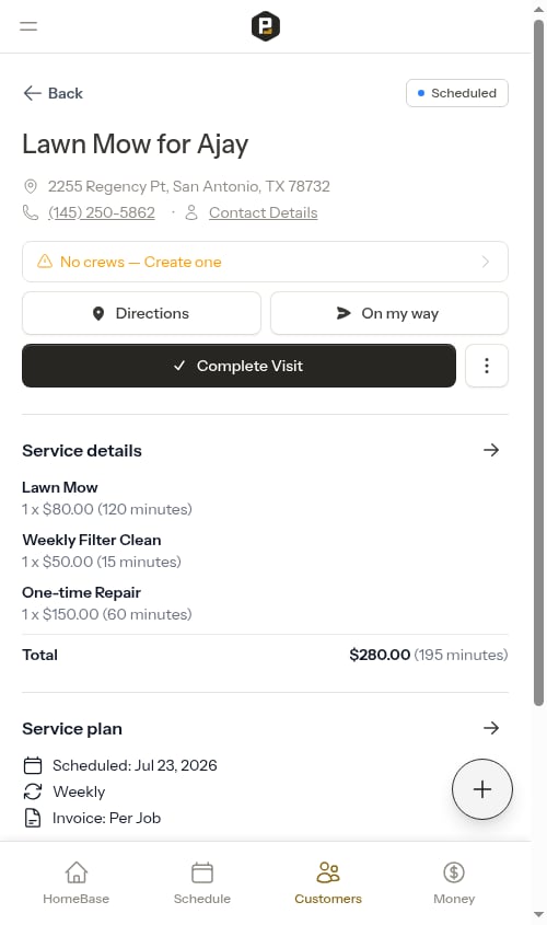 Appointment detail with recurring items