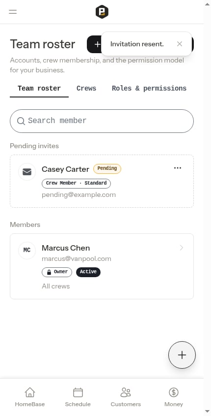Confirmation that the invitation was resent