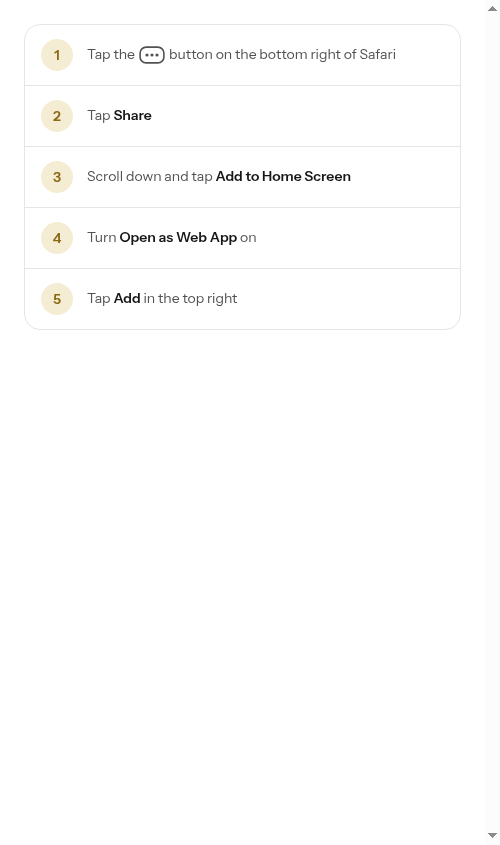 The numbered install steps shown for Safari on iPhone