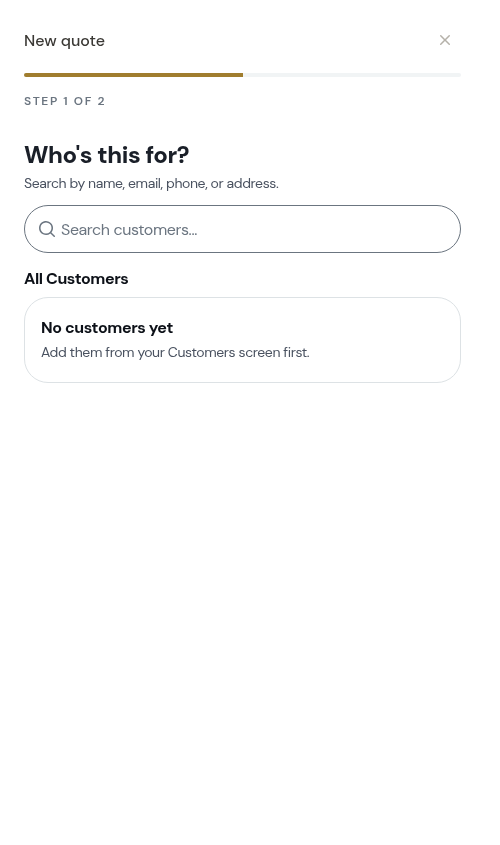 Quote modal over the dashboard