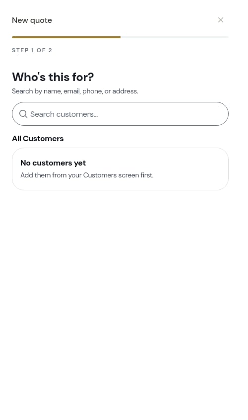 Quote modal over the dashboard