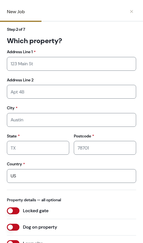 New property form