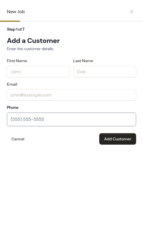 New customer form