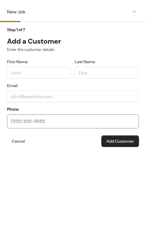 New customer form