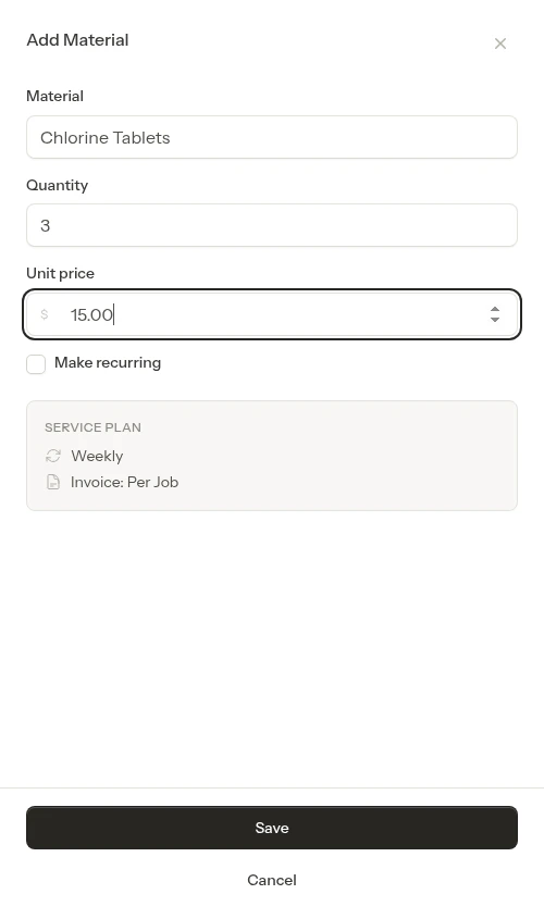 Material form filled