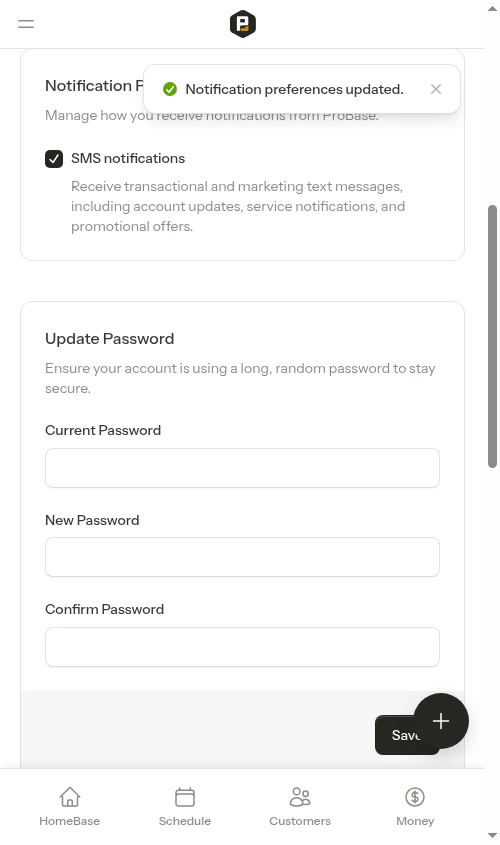 SMS notifications turned on