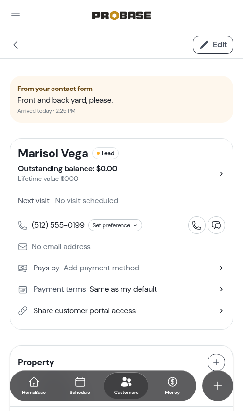 The lead's request at the top of their page