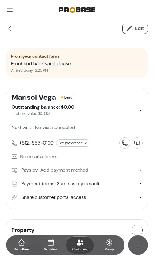 The lead's request at the top of their page