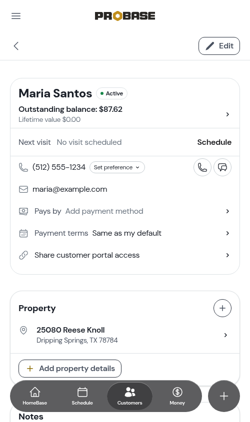 Customer profile overview