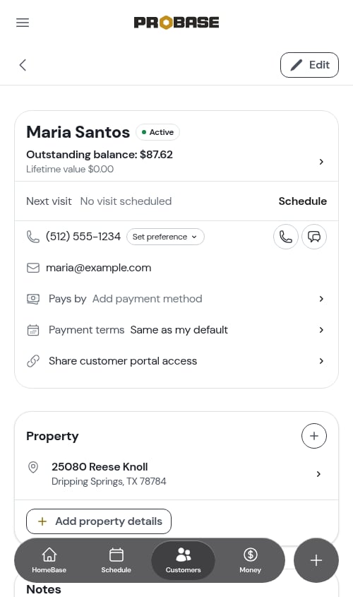Customer profile overview