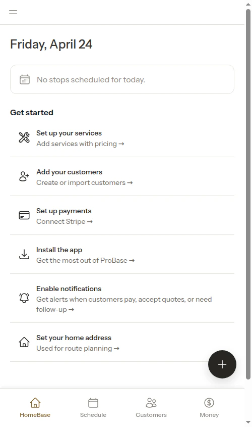 Install the app task in the getting started checklist