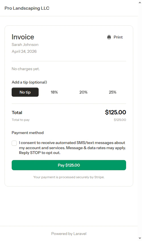 Stripe payment form without tip