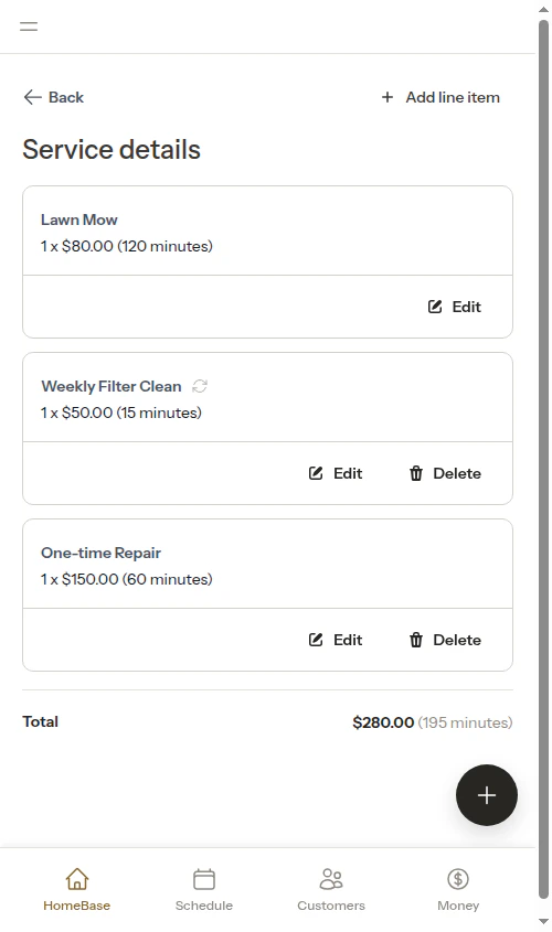 Appointment with recurring items before completion