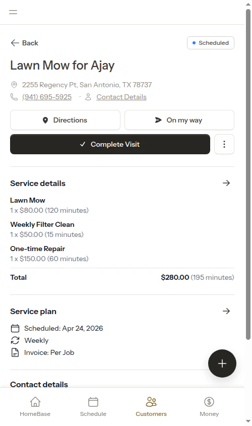Appointment detail with recurring items