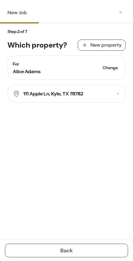 Property step after selecting customer