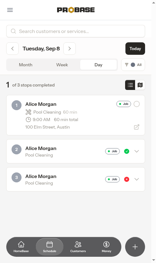 Daily schedule overview