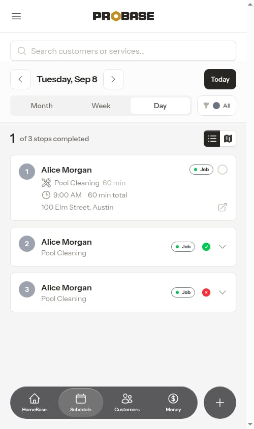 Daily schedule overview