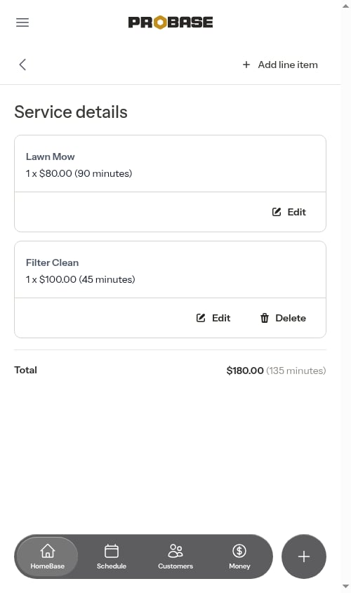 Existing item before edit