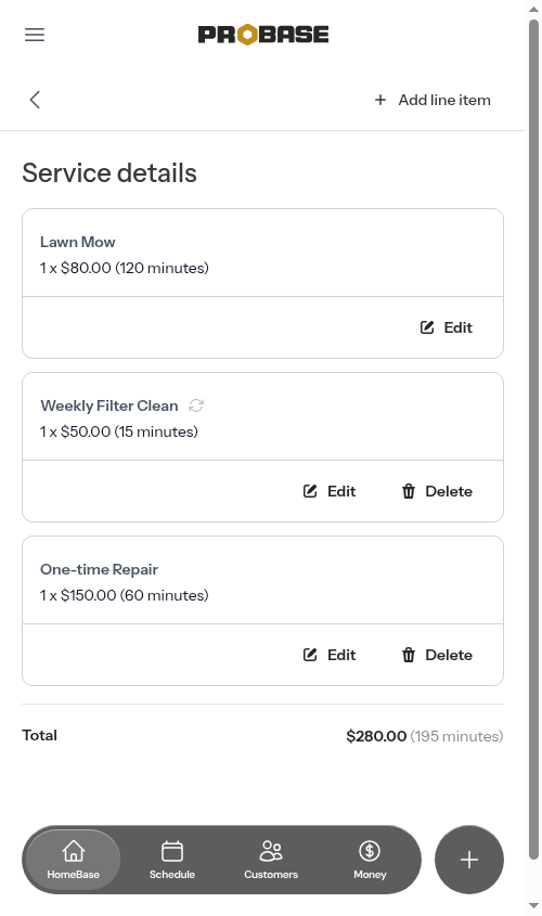 Appointment with recurring items before completion