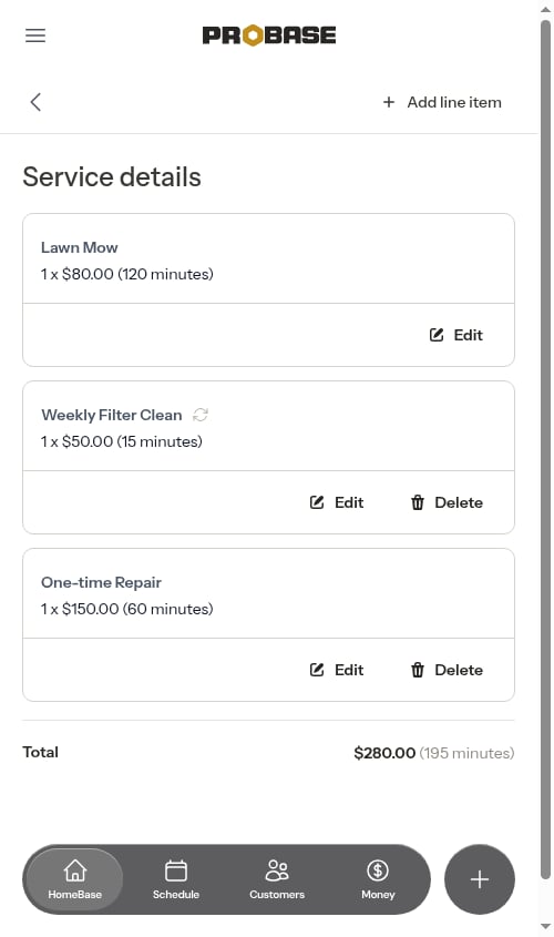 Appointment with recurring items before completion