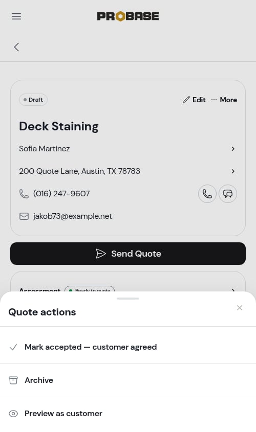Archiving from the More menu