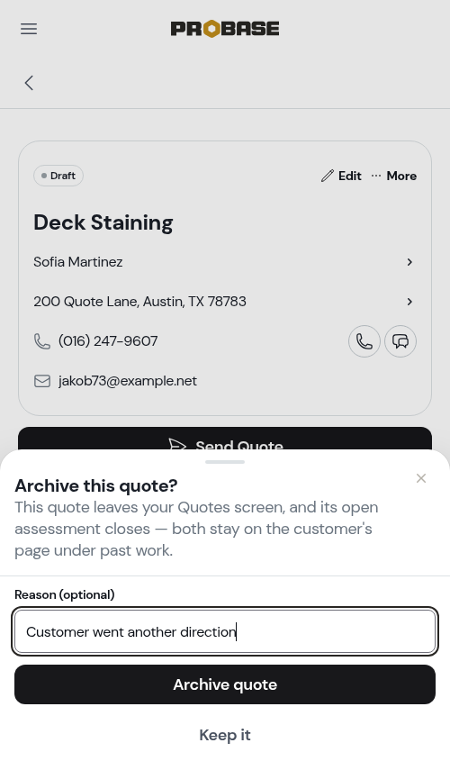 The archive confirmation