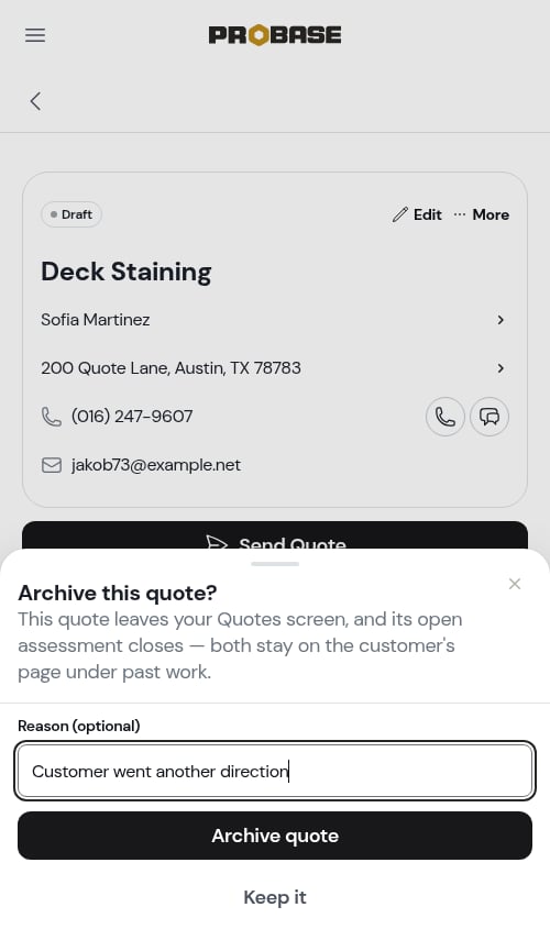 The archive confirmation