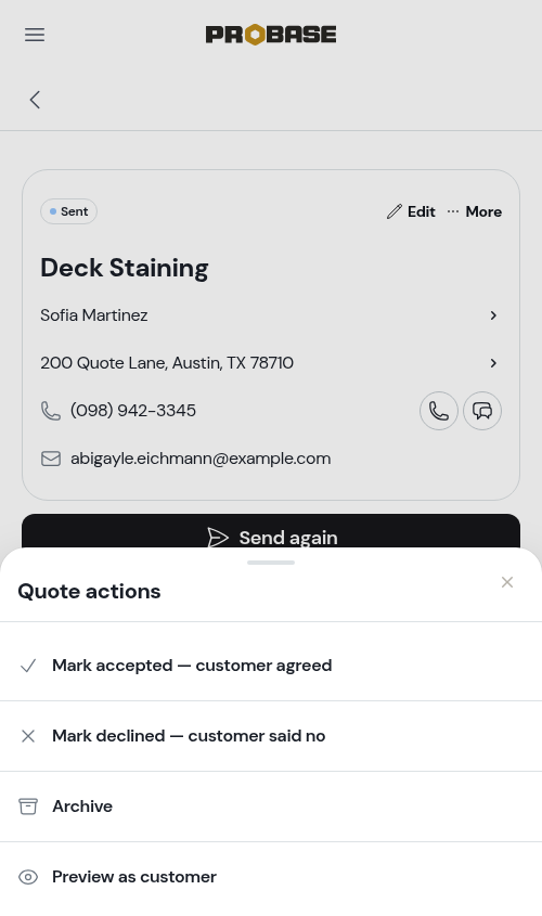 Mark declined in the More menu