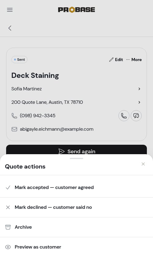 Mark declined in the More menu