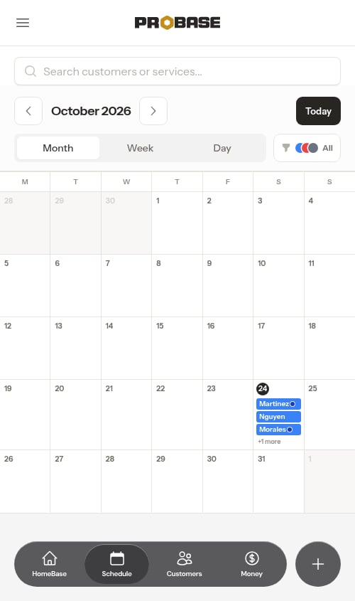 Month grid with appointments