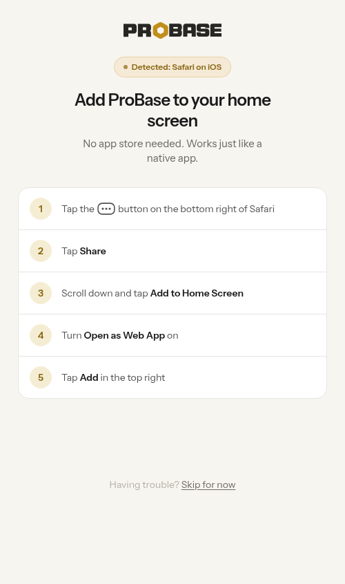 Safari iOS install steps