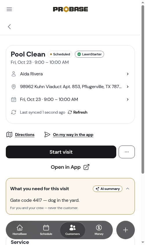 A marketplace visit on the visit page