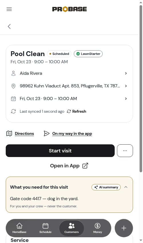 A marketplace visit on the visit page
