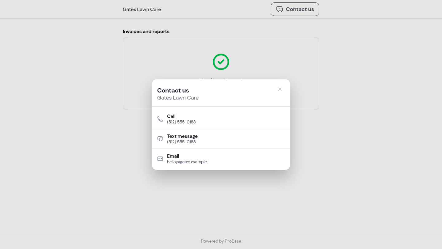 The Contact us sheet on a computer