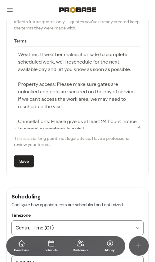 Quote terms in settings