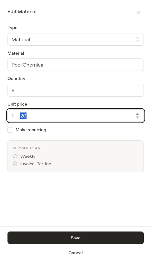 Type switched to material