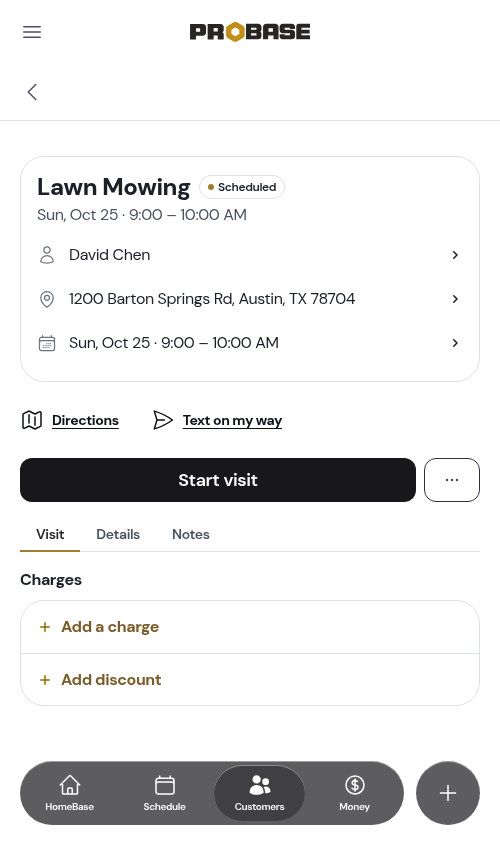 A visit's own page