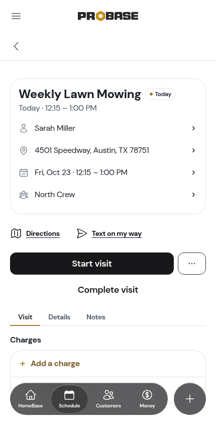The visit page