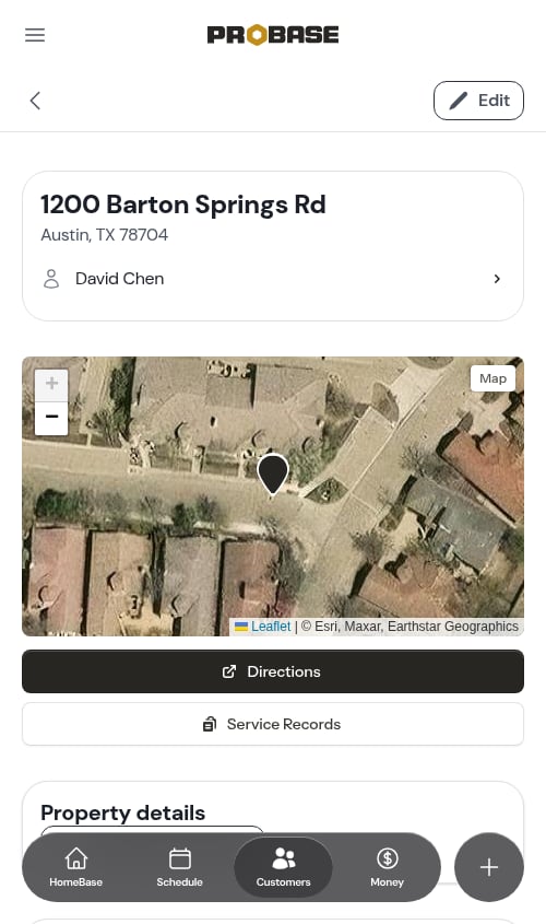 The property's Visits card on the Upcoming tab