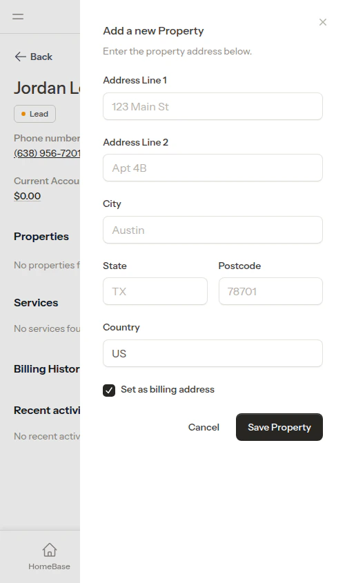 Add property form