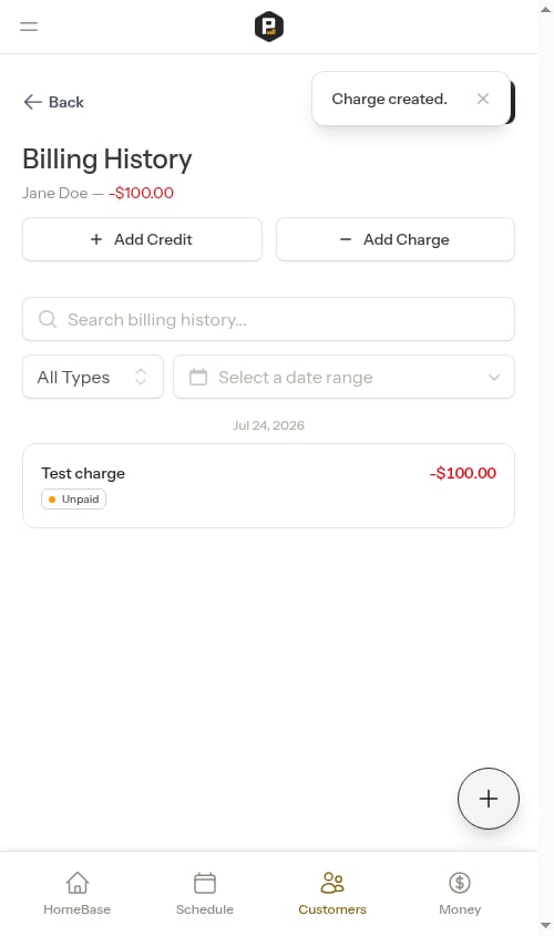 Charge unpaid
