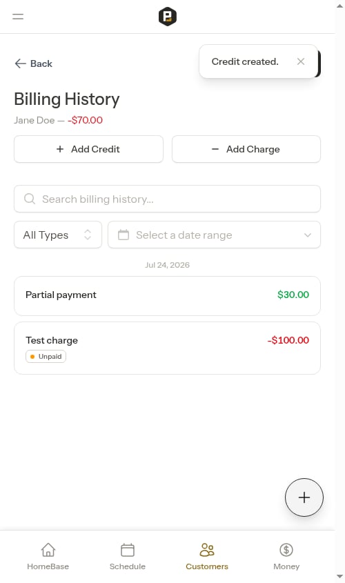 Charge still unpaid after partial payment