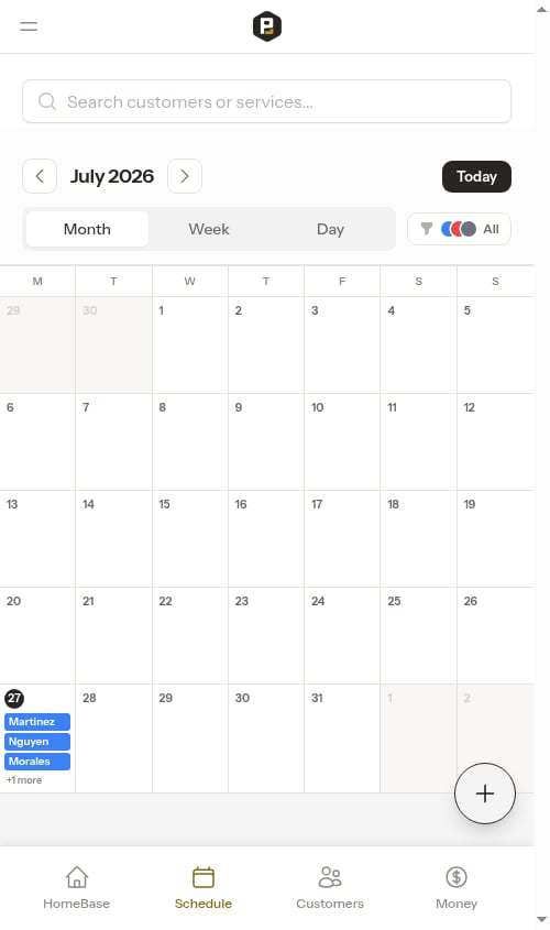Month grid with appointments