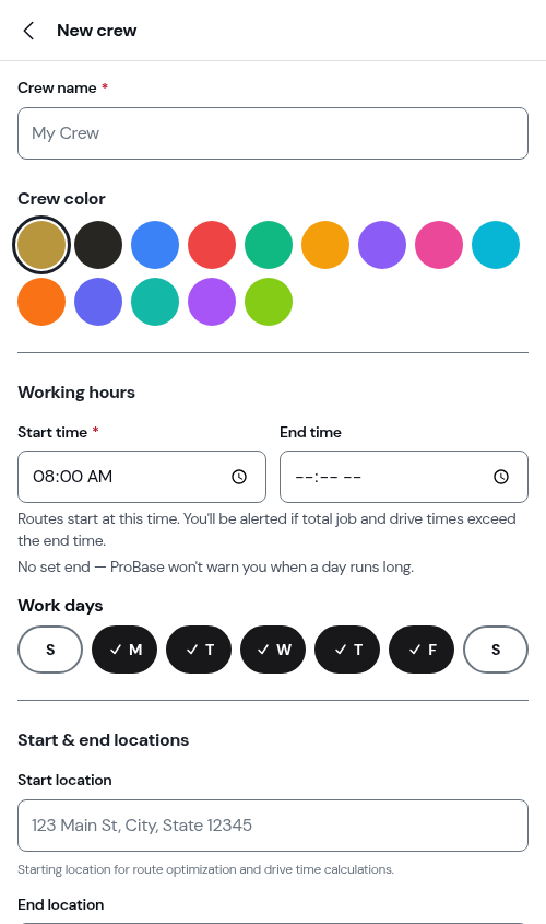 Create crew form